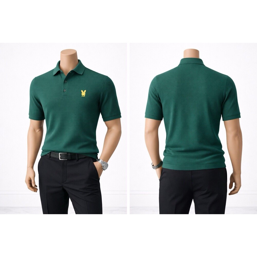 PacSun x Playboy Men's Polo Shirt Size S Green Knit Short Sleeve Bunny Logo Y2